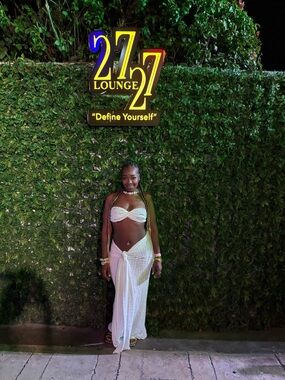 SHEIN White Beaded Maxi Skirt Set